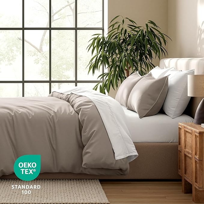 Bare Home Bedding Duvet Cover California King Size - Premium 1800 Super Soft Collection - Lightweight, Cooling - Soft Breathable Bedding Duvet Cover (Cal King, Khaki)