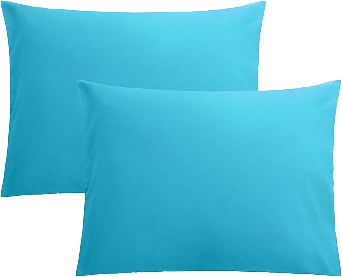 FLXXIE Pillow Cases Standard Size, Soft Microfiber Pillow Covers with Envelope Closure, Wrinkle, Stain Resistant Pillowcases, 2 Piece Set, 20x26, Blue
