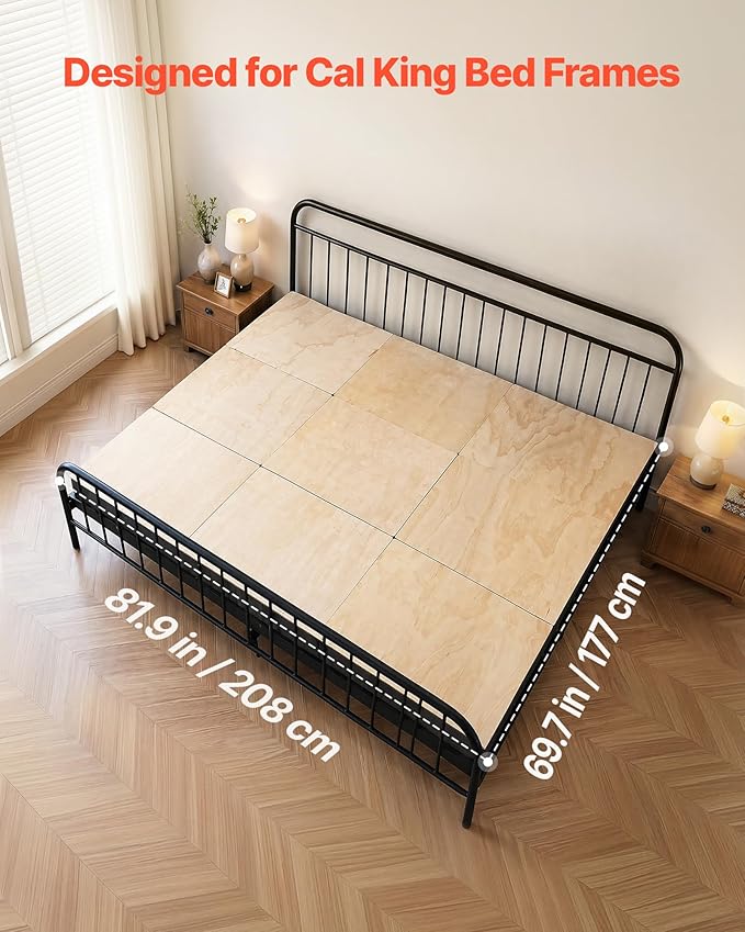 VEVOR Bunkie Board, Cal King 69.7 x 81.9 in, Foldable Bed Board Under Mattress with Nylon Webbing, Plywood, Rounded Edges, Anti-Sag Design for Metal Frames, Sleeper Sofas, Platform and Bunk Beds
