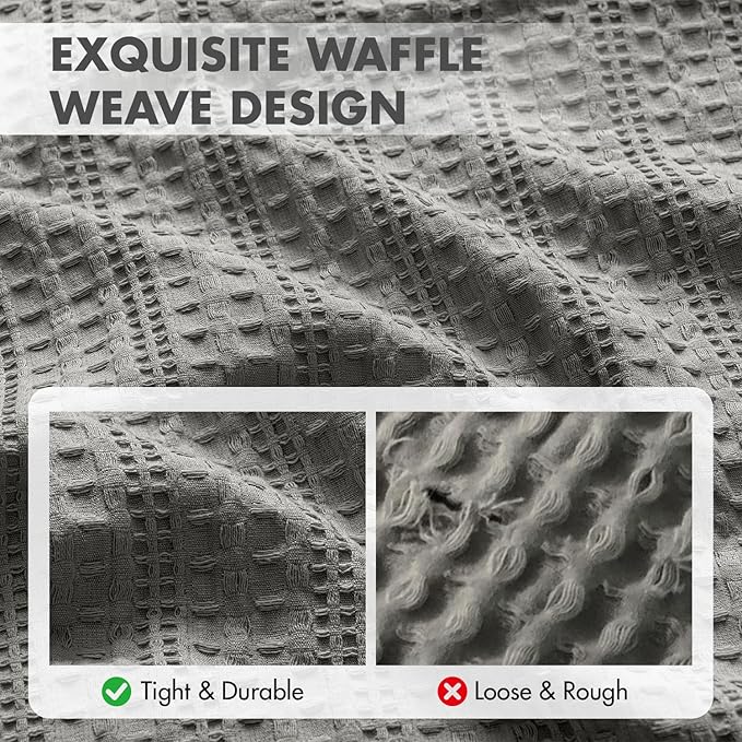 Set of 2 Decorative 100% Cotton Waffle Euro Sham Pillow Covers 24x24, Neutral Throw Pillows Weave European Cushion Cases for Couch Sofa Bed Modern Farmhouse Home Decor, Dark Grey