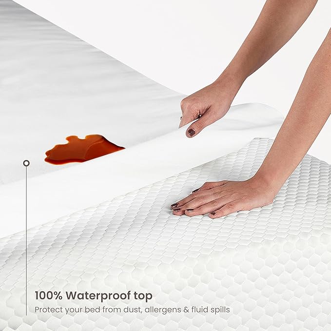Bioweaves Organic Cotton Jersey Waterproof Mattress Protector King | 76" x 80" | GOTS Certified Mattress Cover with Jersey Cotton Skirt, Breathable & Noiseless Top Layer, 17 Inch Deep Pocket, White