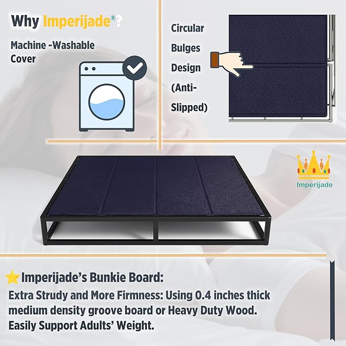 10mm Bunkie Board (54”x75”Full Size) Lightweight Design | Low Profile Bed Support, Breathable, Noise Minimizing, Moisture Resistant | Folding Box Support Board | Split Fully Assembled