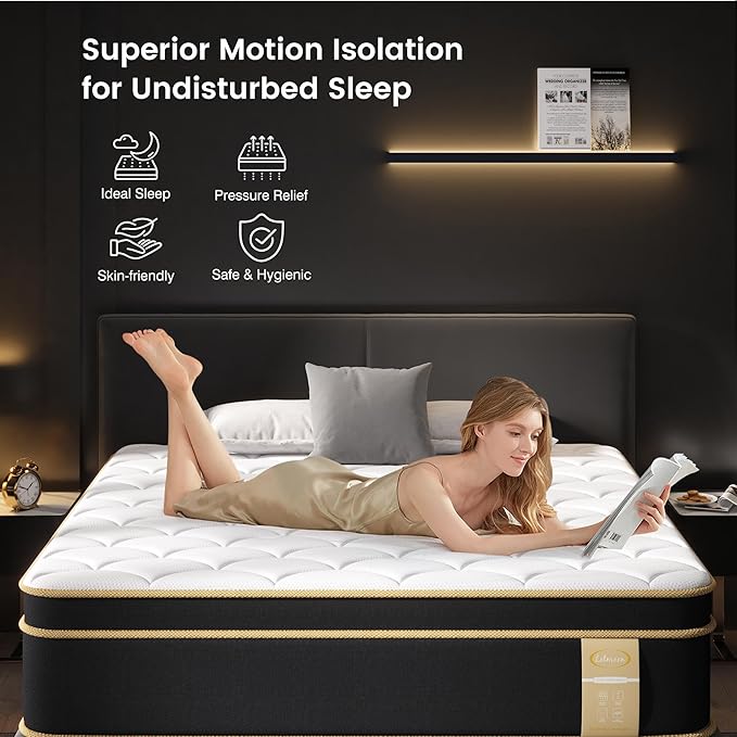 LETMOON California King Mattress, 12 Inch Gel Memory Foam Hybrid Mattress Cal King Size Bed in a Box, Pressure Relief & Motion Isolation, Pocket Spring, Edge Support, CertiPUR-US, Medium