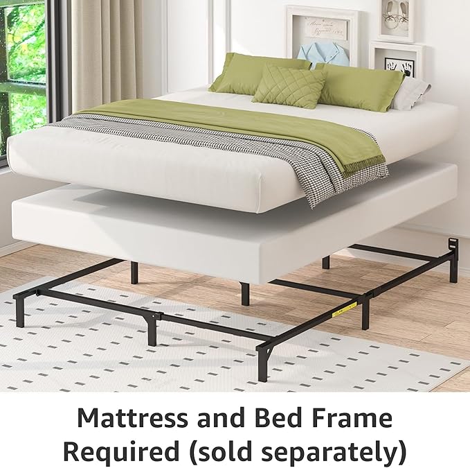 Amazon Basics Smart Box Spring Bed Base, 9-Inch Height Mattress Foundation, Tool-Free Easy Assembly, Full, Strong Support for All Mattress Types, 74"L x 53"W x 9"H, White