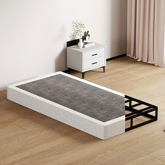 SHOANED 7 Inch Twin Box Spring - Metal Frame Mattress Foundation Memory Foam Basics Bed Base Heavy Duty Box Springs No Noise, 3000lbs Max Weight Capacity