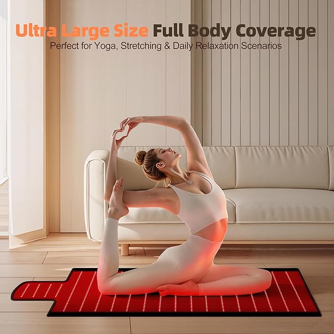Red Light Therapy Mat for Full Body, 520 High-Density LEDs Infrared Light Pad with 5 Intensity Levels, 9 Auto-Shutoff Timer Setting, Handheld Controller, Gifts for Athletes, Office Workers, Women, Men