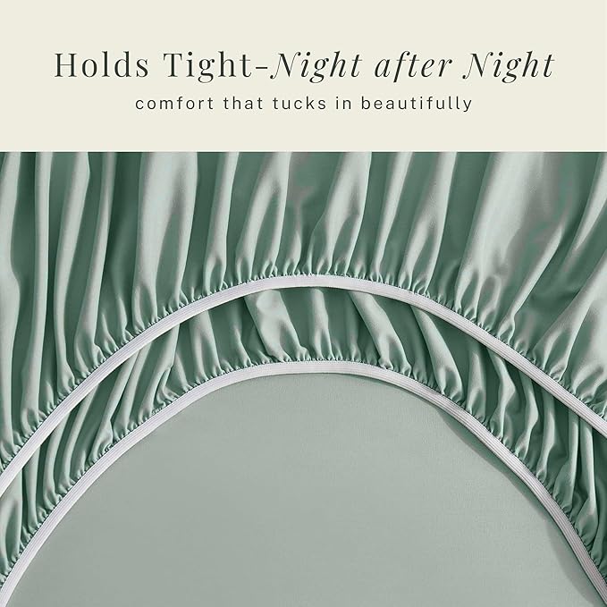 Hearth & Harbor Bed Sheets, Luxury Soft 6 Piece Bed Sheet Set Extra Deep Pocket Fitted Sheets Fits Mattress up to 21", Double Brushed Bedding Sheets & Pillowcases, King, Ice Green
