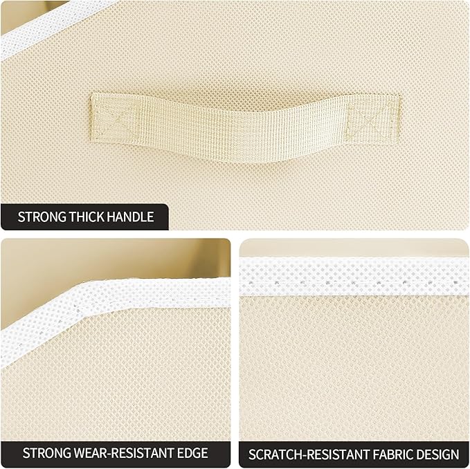 Homsorout Storage Bins for Shelves - Small Trapezoid Closet Shelf Organizer, Fabric Organization Bins with Handles, Storage Baskets for Clothes, Towel, Purse, 4 Pack, Beige