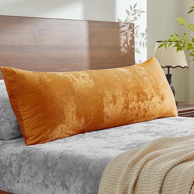 BEDELITE Velvet Body Pillow Cover with Zipper, Soft and Plush 20x54 Long Pillow Case, Velvety Smooth and Cozy Body Pillow Pillowcase for Bedroom and Couch, for All Seasons(Burnt Orange)