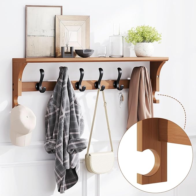 PETKABOO 39.4" Bamboo Shoe Rack Bench with Coat Rack, 3-Tier Entryway Bench with Thick Cushion, Flip-Top & Side Baskets, Holds Up to 550 LBS for Hallway, Living Room, Bedroom