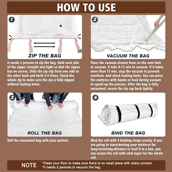 Twin Mattress Vacuum Bag for Moving Storage Shipping, for Memory Foam Latex Mattress Thick and Tear Resistant with Straps (Twin)