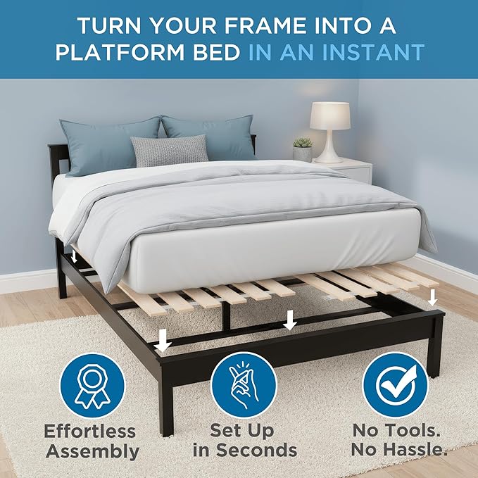 Meliusly SlatSure King Size Bunkie Board – Heavy Duty Vertical Bed Slats & Foldable Wooden Support Board for Sagging Mattress or Platform Bed Frame, Box Spring Alternative and Replacement