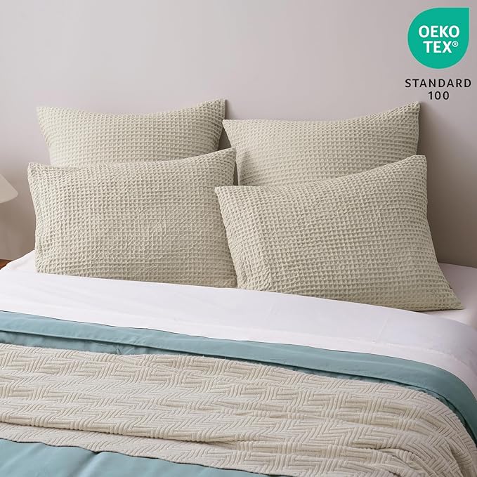 PHF Ultra Soft Waffle Weave Pillow Shams California King Size, No Insert, 2 Pack 20" x 40" Pillowcases,Breathable & Skin-Friendly Pillow Cases, Stylish Decorative Bed Pillow Cases Covers, Linen