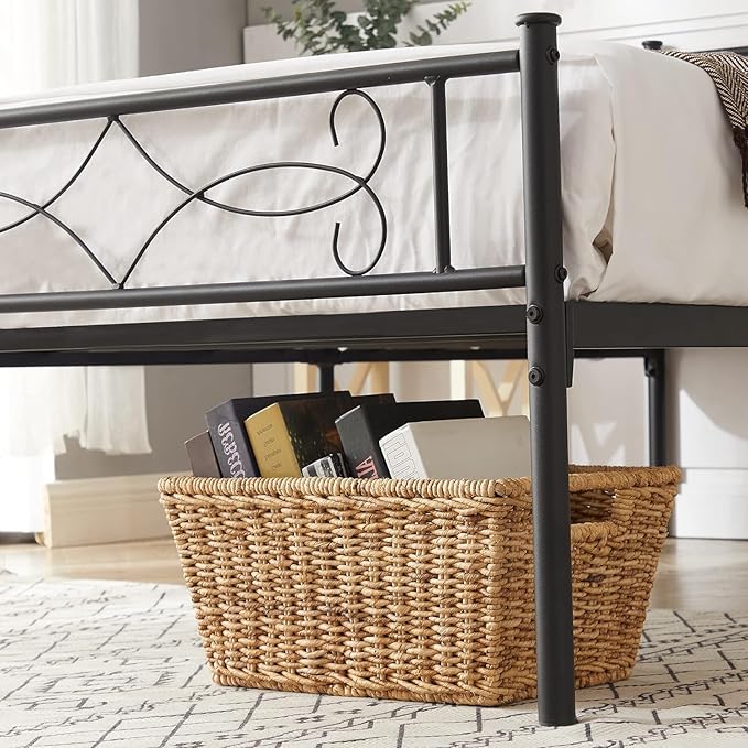 VECELO 2 Set 14" Twin Size Metal Platform Bed Frame with Headboard,Premium Steel Slat Support No Box Spring Needed,Noise-Free Anti-Slip,Easy Assembly