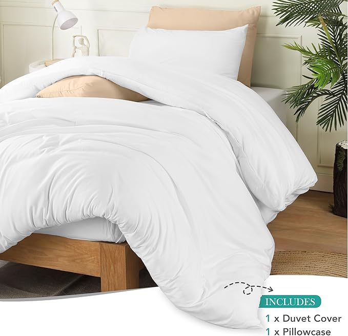 Utopia Bedding Duvet Cover Set with Pillowcases- 2 Pieces Bedding Duvet Cover with Zipper Closure - 1 Duvet Cover with 1 Pillow Sham - Soft Brushed Microfiber (Twin/Twin XL, White)