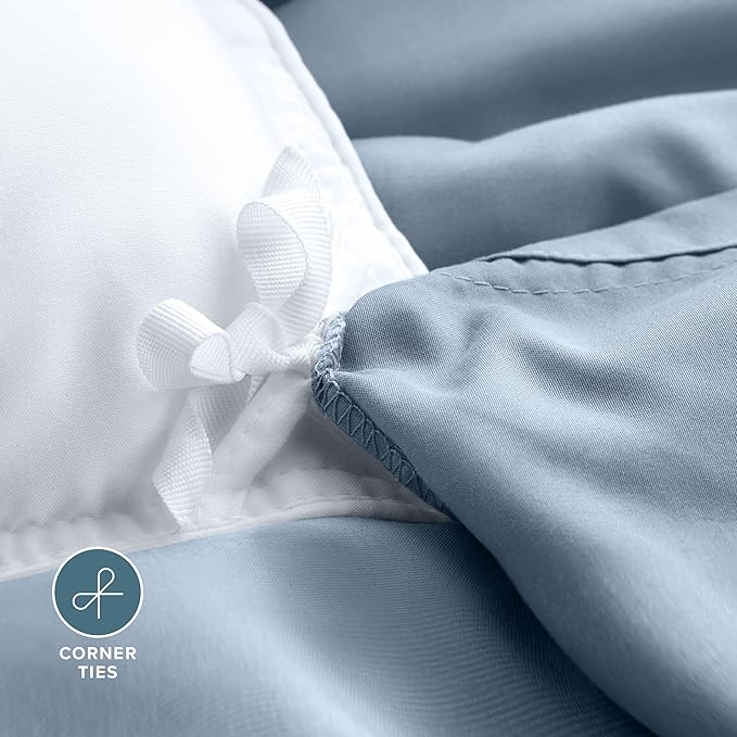 Bare Home Bedding Duvet Cover Queen Size - Premium 1800 Super Soft Collection - Lightweight, Cooling - Soft Breathable Bedding Duvet Cover (Queen, Dusty Blue)
