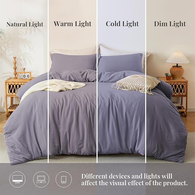 MILDLY Super Soft Duvet Cover 2pcs - 100% Washed Microfiber Twin/Twin XL Comforter Cover Set with Zipper Closure & Corner Ties (No Comforter)