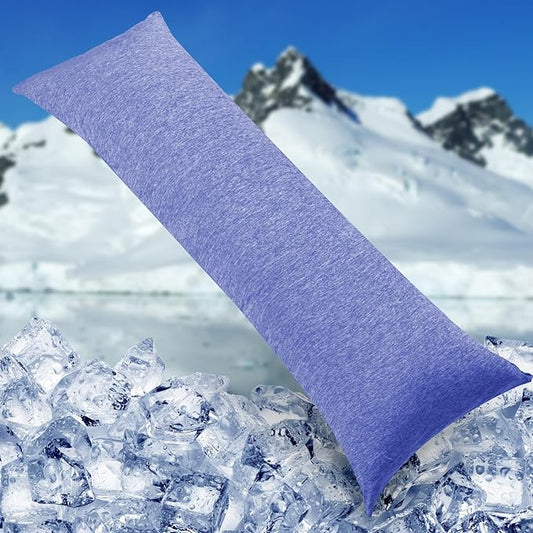 HOMFINE Cooling Pillowcases Body Size - Double Side Q-Max 0.439 Cooling Fiber for Pillow Protector, Breathable Cold Pillow Cover for Hot Sleeper Night Sweat, Zipper, 1 Pack (20"x54", Dark Blue)