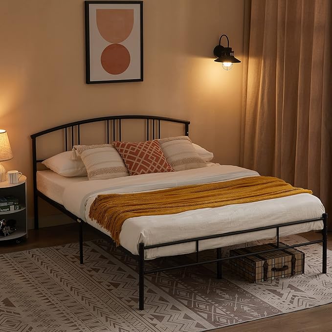 VECELO 14 inch Queen Bed Frame Metal Platform Mattress Foundation with headboard Footboard Steel Slat Support/No Box Spring Needed/Easy Assembly