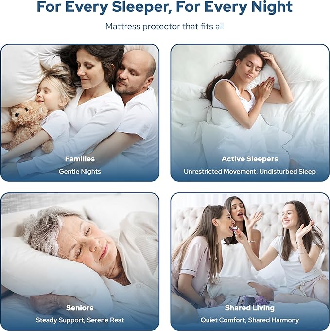 BEDLORE 2 Pack Waterproof Mattress Protector, Full Size Pad with Deep Pocket 6"-15" Depth, Soft Breathable Dirt Proof Single Bed Mattress Cover for Bedroom, Dorm Room (Navy Blue)