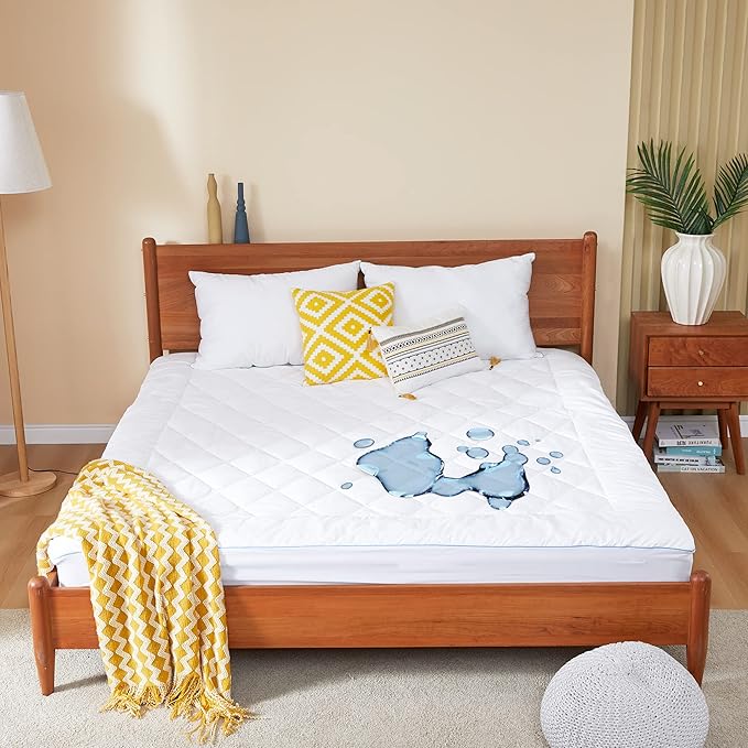 Twin Size Mattress Protector for College Dorm Waterproof Quilted Mattress Cover Cotton Mattress Pad Cover Extra Deep Pocket 18-22" Thin Version Hypoallergenic & Soft