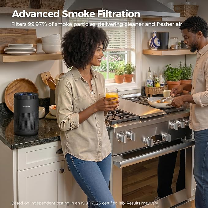 Purivortex Air Purifier for Bedroom, HEPA Air Purifier for Smoke, Dust, Pollen, Pet Dander, Odor & Hair, Quiet Portable Air Cleaner with Sleep Mode, Covers Up to 540 Sq Ft, AC300 Pro Black