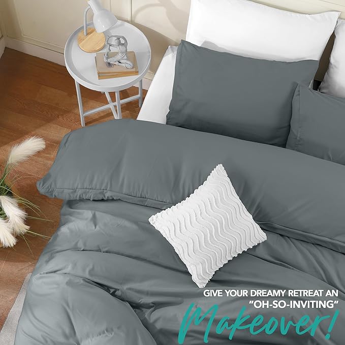 Utopia Bedding Duvet Cover Set with Pillowcases - 3 Pieces Bedding Duvet Cover with Zipper Closure - 1 Duvet Cover with 2 Pillowcases - Soft Brushed Microfiber (Full, Grey)
