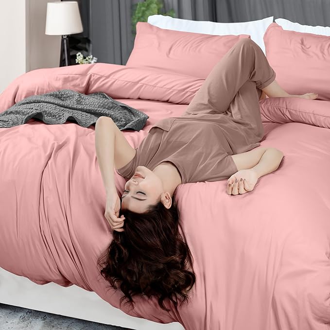 Utopia Bedding Duvet Cover Twin Size - 2 Piece with Zipper Closure - 1 Comforter Cover 68X90 Inches & 1 Pillow Sham 20X26 Inches (Pink) Comforter Not Included