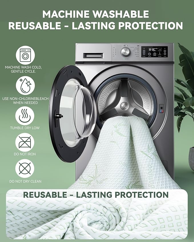 Mattress Protector Waterproof 15% Viscose from Bamboo Cooling Protectors Cover for Hot Sleepers 3D Air Fabric Breathable Noiseless Soft Bed Cover for 6-18" Deep Pocket Mattress Covers Full