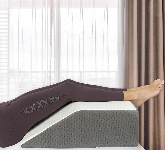 Kolbs Bed Wedge Pillow for Sleep Apnea, FSA Eligible Acid Reflux, and Back Pain Relief, with Chic Jacquard Cover - Headboard Wedges for Sleeping (Flat Top 7" Height)