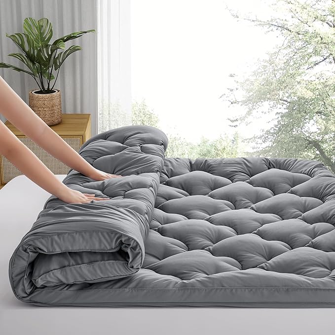 2 Inch Mattress Topper Pillow Top Full Size Extra Thick Padded Mattress Pad & Protector, Breathable Fitted Deep Pocket 8-21, Ultra Soft & Supportive