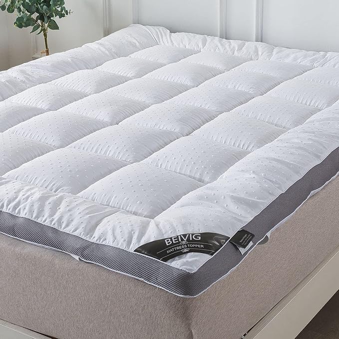 Mattress Topper Full Mattress Pad Protector - Quality Plush Luxury Down Alternative Pillow Top - Extra Thick Mattress Cover(Full Size), White