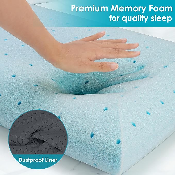 CushyOasis Memory Foam Pillows for Side, Back and Stomach Sleepers, Set of 2, Bed Pillow with Washable Cover and Breathable Mesh, Bed Pillow for Sleeping (Dark Grey，Queen Size)