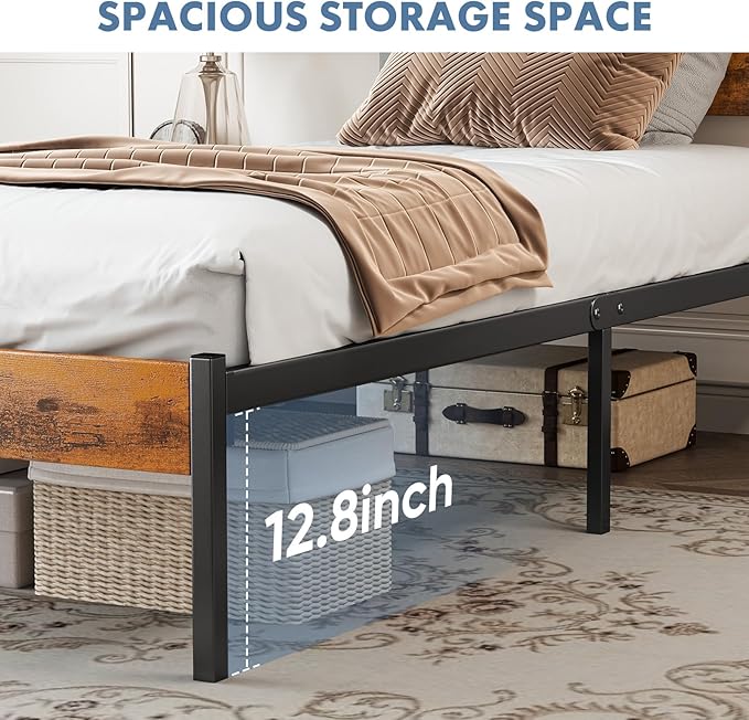 OLIXIS Twin Size Metal Platform Bed Frame - Mattress Foundation with Headboard and and Footboard, No Box Spring Needed with 700LBS Sturdy Wooden Slats Support, Noise Free, Easy Assembly