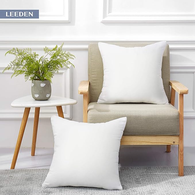 Leeden 22 x 22 Pillow Inserts (Set of 2) - Throw Pillow Inserts with 100% Cotton Cover - 22 Inch Square Decorative Pillows for Sofa, Couch, Bed and Home Decor