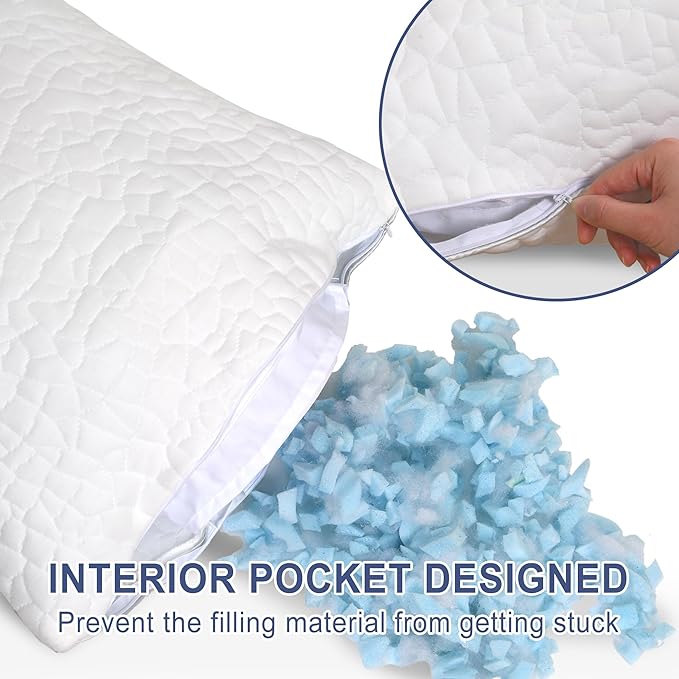 DWCN Adjustable Body Pillow for Adults - 20x60 Inch Shredded Memory Foam Body Pillow with Removable & Washable Pillowcase, Full Body Support for Side Sleepers, Pregnancy & Pain Relief