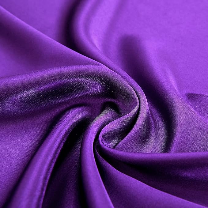 Homiest 4pcs Satin Sheets Set Luxury Silky Satin Bedding Set with Deep Pocket, 1 Fitted Sheet + 1 Flat Sheet + 2 Pillowcases (King Size, Purple)