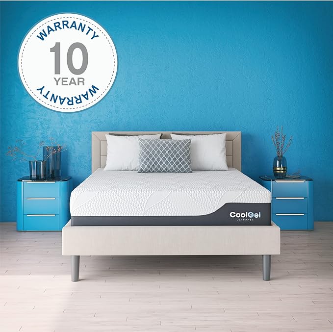 COOL GEL Chill Memory Foam 14-Inch Mattress with 2 Pillows, CertiPUR-US Certified, Mattress in a Box, King, White