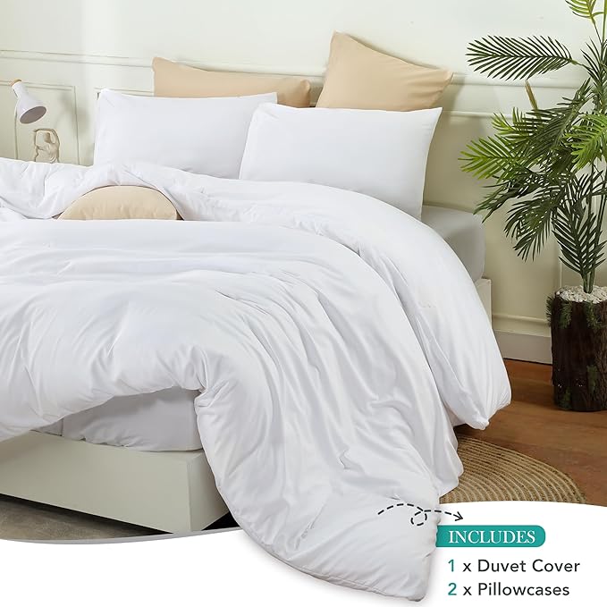 Utopia Bedding Duvet Cover Set with Pillowcases - 3 Pieces Bedding Duvet Cover with Zipper Closure - 1 Duvet Cover with 2 Pillowcases - Soft Brushed Microfiber (Full, White)