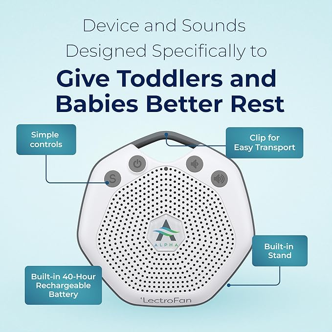 Adaptive Sound Technologies LectroFan Alpha - White Noise Machine to Support Restful Sleep - Blocks Ambient Sound - Built-in Lullabies - Convenient Clip Attachment - Portable Relaxation Support