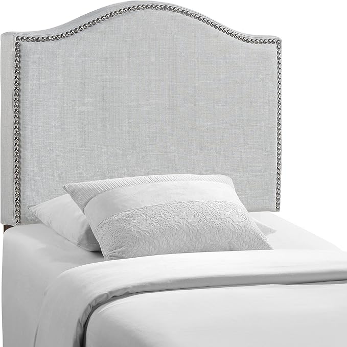 Modway Curl Linen Fabric Upholstered Twin Headboard with Nailhead Trim and Curved Shape in Gray,MOD-5209-GRY,Sky Gray