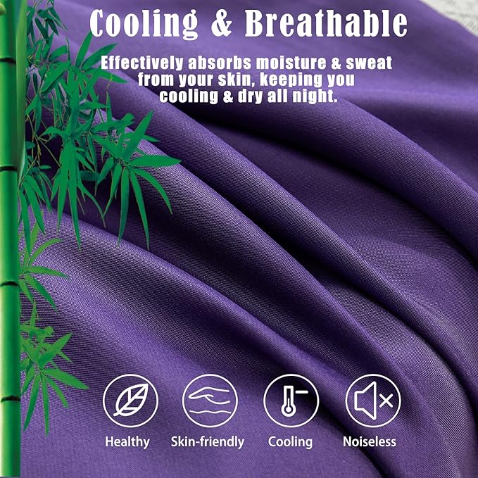 Body Cooling Pillow Cases Cover, Bamboo Rayon Body Pillowcases with Zipper Closure, Cool & Breathable Pillow Case for Hot Sleepers and Night Sweats, 20x54 inches, Dark Purple