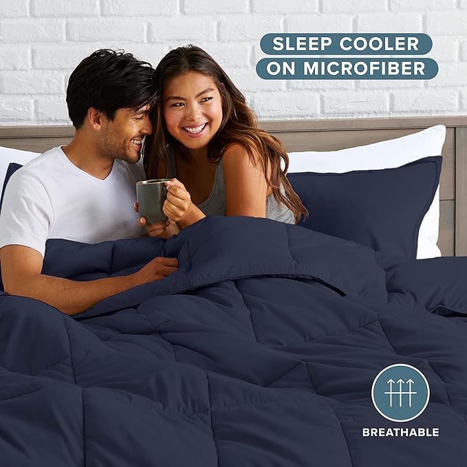 Bare Home Comforter Set - Full Size - Ultra-Soft - Goose Down Alternative - Premium 1800 Series - All Season Warmth (Full, Midnight Blue)