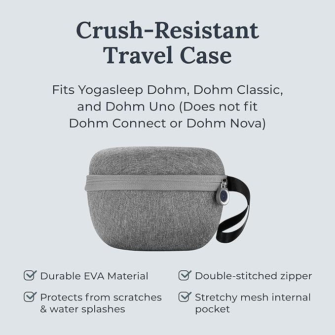 Yogasleep Crush-Resistant Travel Case for Dohm White Noise Sound Machines, Provides Protection While Traveling, Double Stitch Zipper, Protection from Scratches & Water Splashes, Fits All Dohms