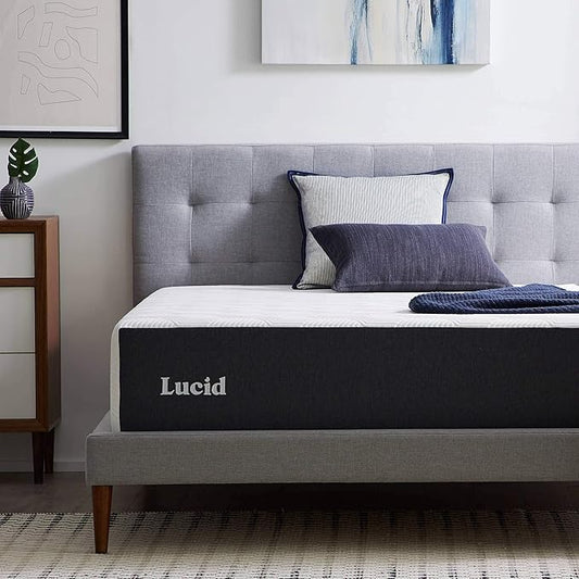 Lucid 14 Inch Memory Foam Mattress - Medium Firm Feel - Infused with Refreshing Bamboo Charcoal and Cooling Gel - Bed in a Box - Temperature Regulating - Pressure Relief - Breathable - King Size