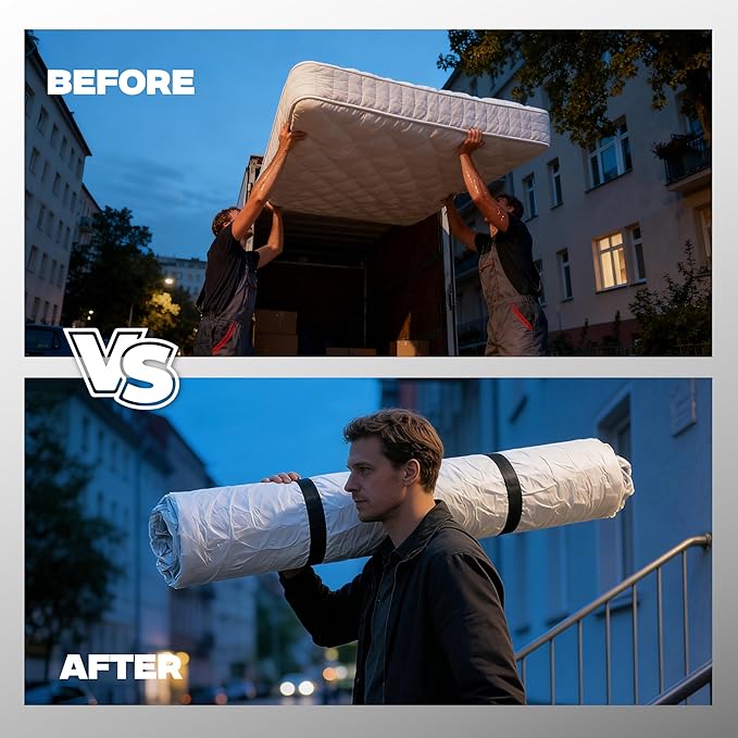 WORKKOOL Vacuum Mattress Bag for moving, Vacuum Sealed Bags for Mattress Storage, Mattress Compression Bag, Foam and Latex Mattress Vacuum Bag with Straps(KING. CAL-KING)