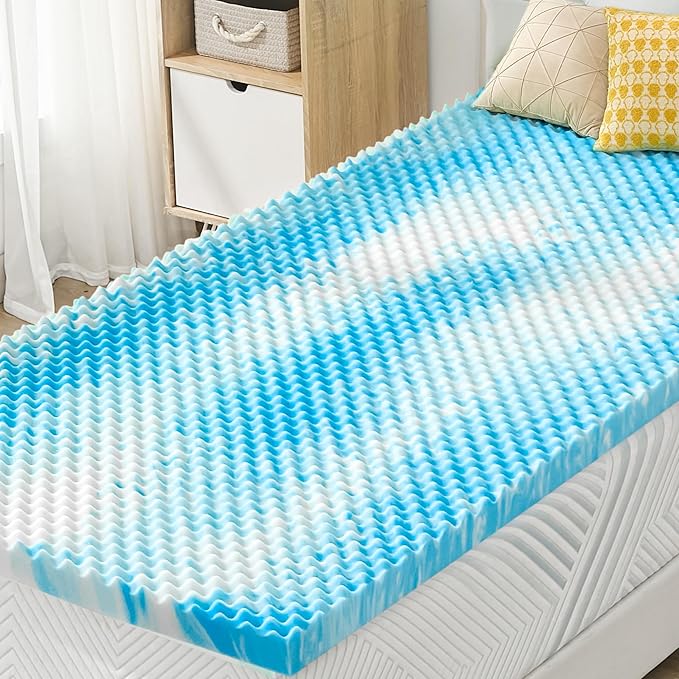 SINWEEK 3 Inch Egg Crate Memory Foam Mattress Topper Twin XL, Twin Extra Long Mattress Pads for College Dorm Room, Pressure Relieve CertiPUR-US Certified,39x80 Inches, Blue