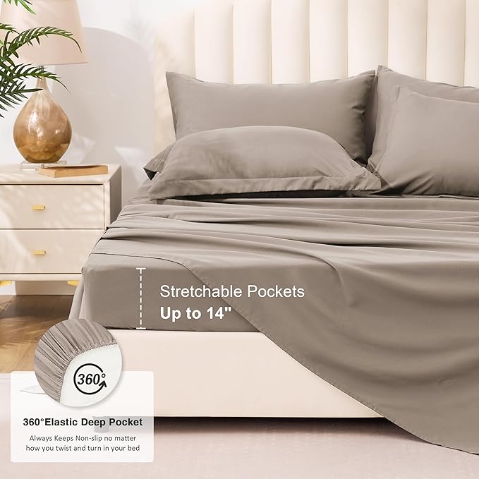 Love's cabin Full Comforter Set Light Brown, 7 Pieces Full Bed in a Bag, All Season Bedding Sets with 1 Comforter, 1 Flat Sheet, 1 Fitted Sheet, 2 Pillowcase and 2 Pillow Sham | Soft, Breathable, Lightweight, Comfortable