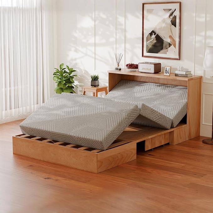 MLILY Tri-Fold Memory Foam Mattress, 6 inch Queen Folding Mattress with Collapsible and Washable Cover, Travel and Guest Mat, 80"×60"×6", Grey