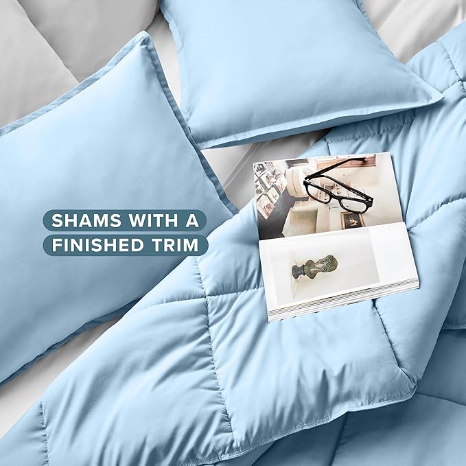 Bare Home Comforter Set - California King Size - Ultra-Soft - Goose Down Alternative - Premium 1800 Series - All Season Warmth (California King, Light Blue)